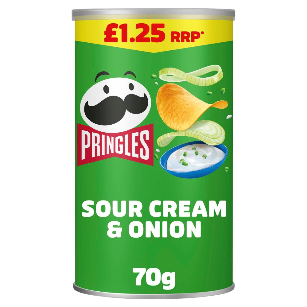 Pringles Sour Cream & Onion Sharing Crisps 12x70g PMP £1.25