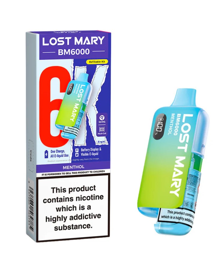 Lost Mary BM6000 Rechargeable Kit - Menthol
