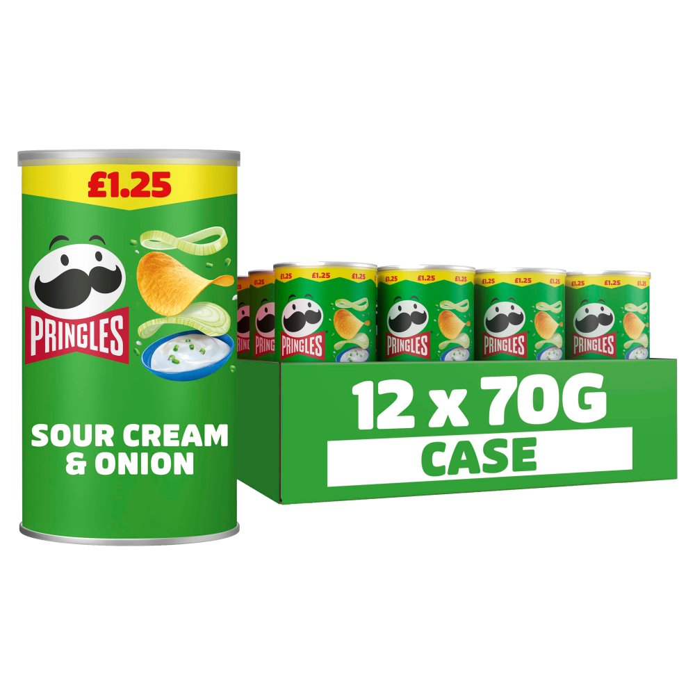 Pringles Sour Cream & Onion Sharing Crisps 12x70g PMP £1.25
