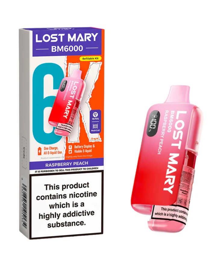 Lost Mary BM6000 Rechargeable Kit Raspberry Peach